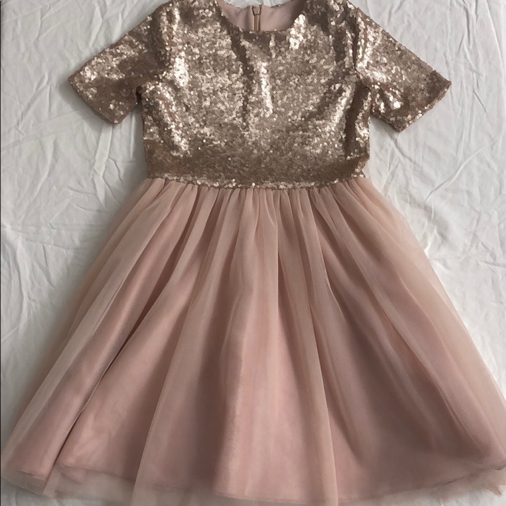 Sequined Tulle Flower Girl Dress